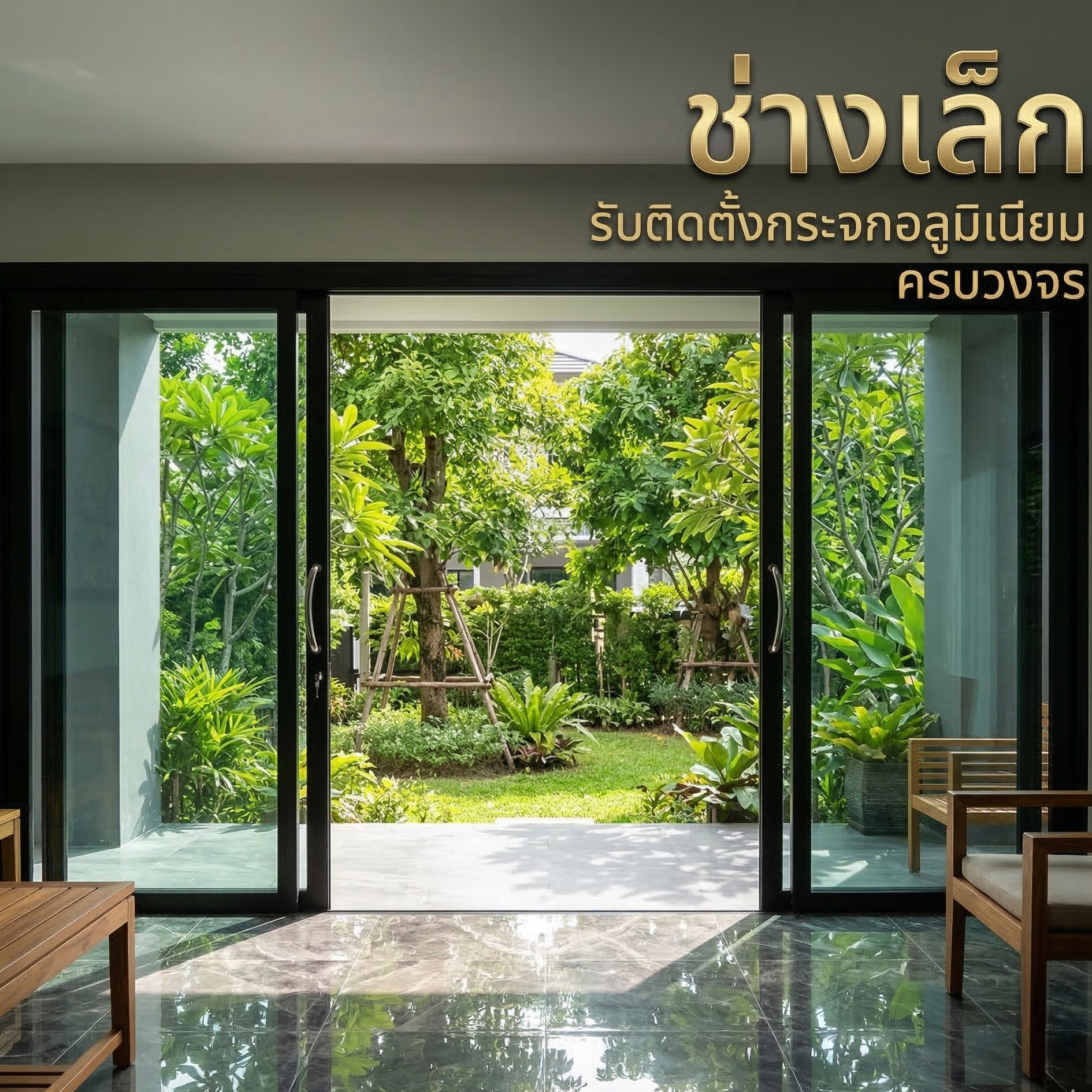 ผลงานติดตั้งกระจกอลูมิเนียม ช่างเล็ก